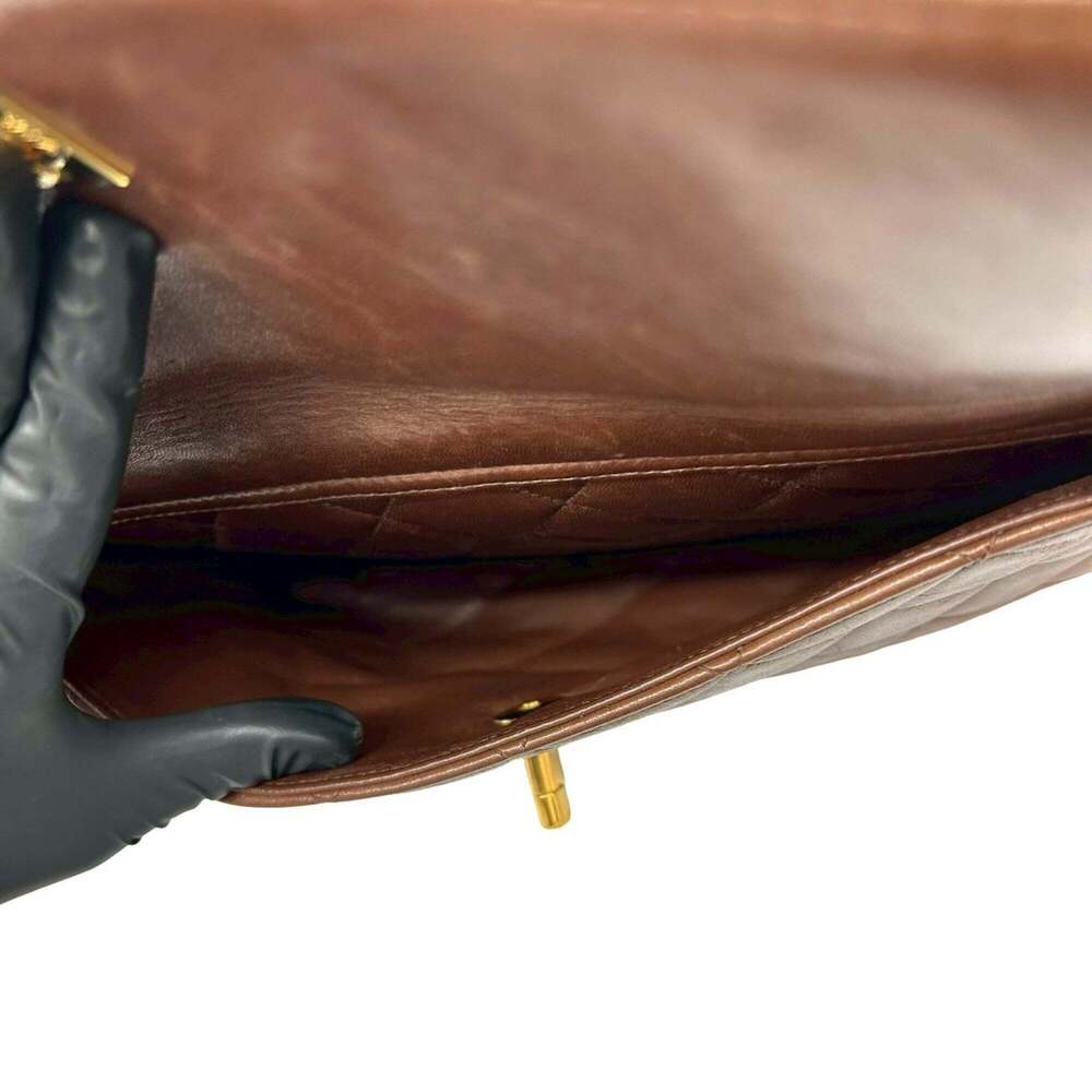 CHANEL Matelassé Coco Mark Lambskin Shoulder Bag Tote Brown 196-1 - Picture 10 of 10